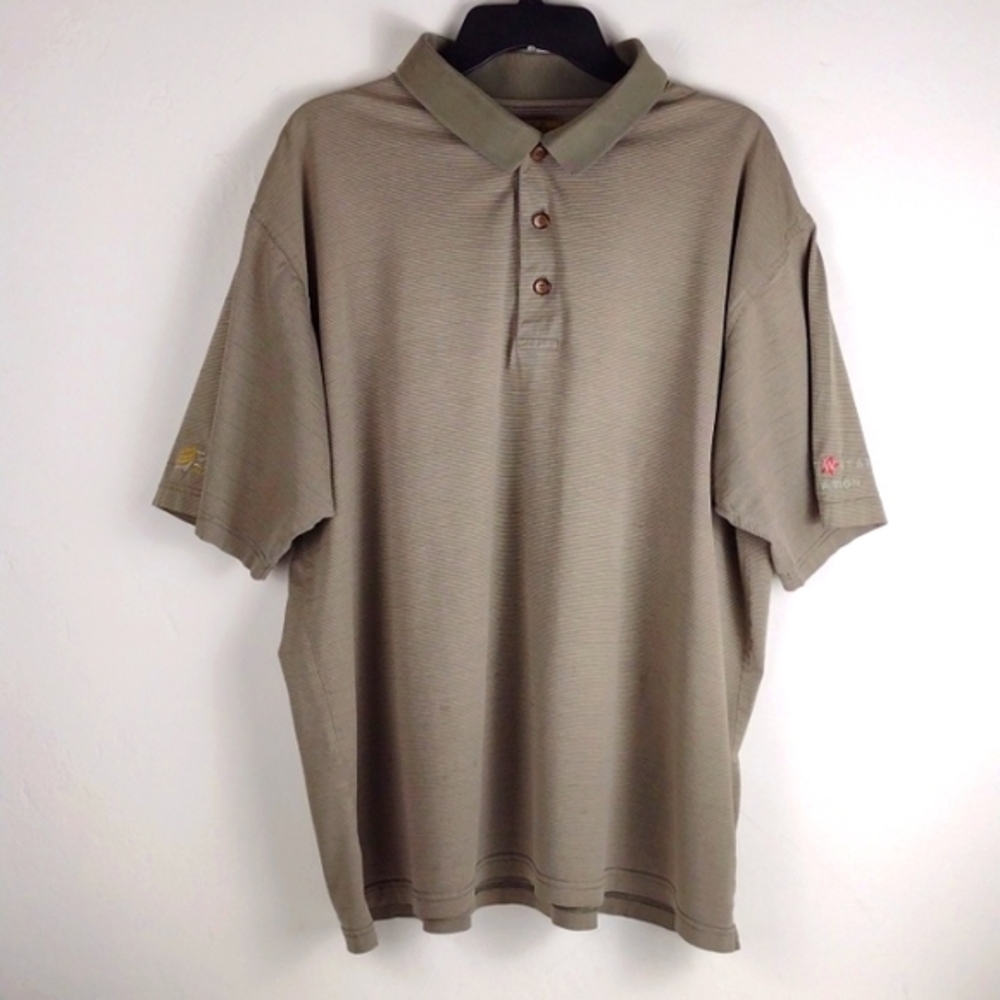 Gold Tri Mountain 60's 2 Ply DBL Mercerized-Cotton Polo Pinstripe Shirt 2XL - Picture 12 of 14